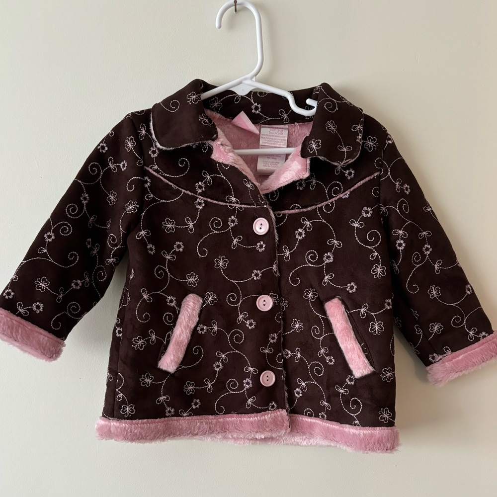 Nannette pink and brown floral Suede Jacket
